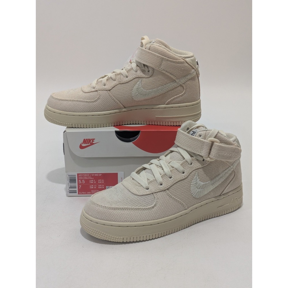 Nike Air Force 1 Mid SP Stussy Fossil Hemp DJ7841-200 Men's 5.5 / Women's 7